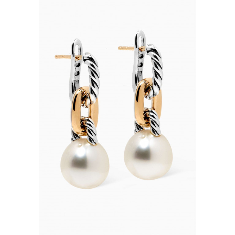 David Yurman - DY Madison® Pearl Chain Drop Earrings in Sterling Silver & 18kt Yellow Gold