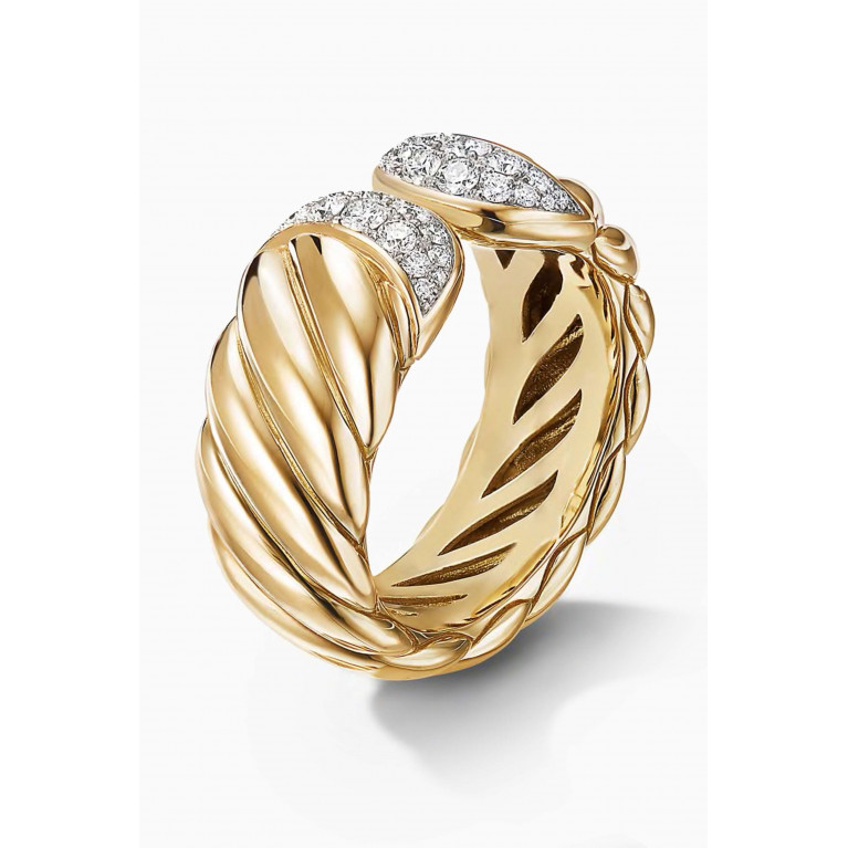 David Yurman - Sculpted Cable Diamond Ring in 18kt Yellow Gold