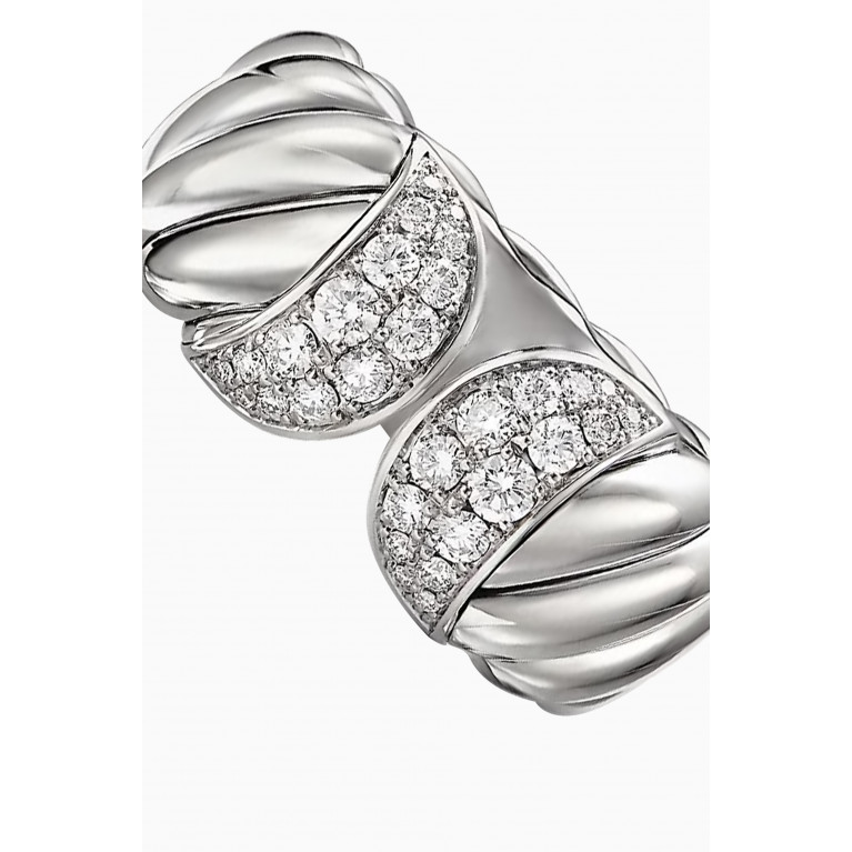 David Yurman - Sculpted Cable Diamond Ring in Sterling Silver