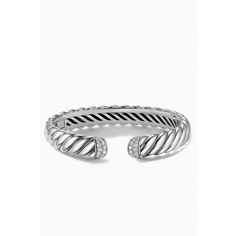 David Yurman - Sculpted Cable Cuff Bracelet with Pavé Diamonds in Sterling Silver