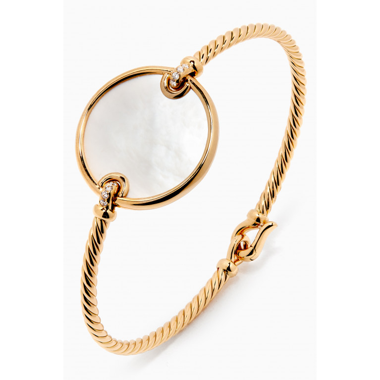 David Yurman - DY Elements® Bracelet with Mother of Pearl & Pavé Diamonds in 18kt Yellow Gold