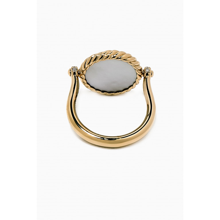 David Yurman - DY Elements® Swivel Ring with Black Onyx, Mother of Pearl & Pavé Diamonds in 18kt Yellow Gold