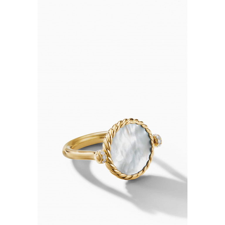 David Yurman - DY Elements® Swivel Ring with Black Onyx, Mother of Pearl & Pavé Diamonds in 18kt Yellow Gold