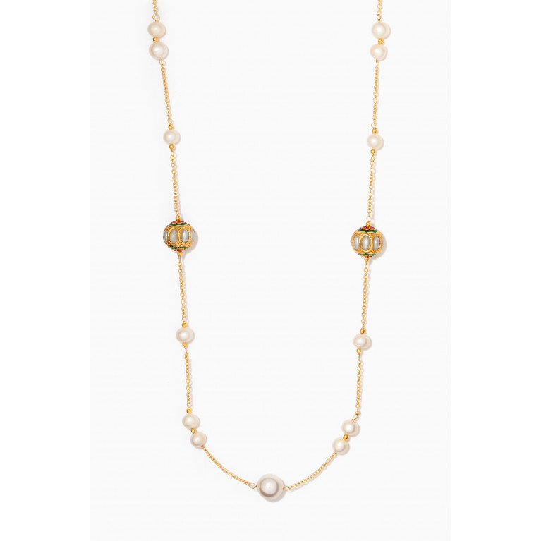 The Jewels Jar - Huda Pearl Necklace in 18kt Gold-plated Sterling Silver