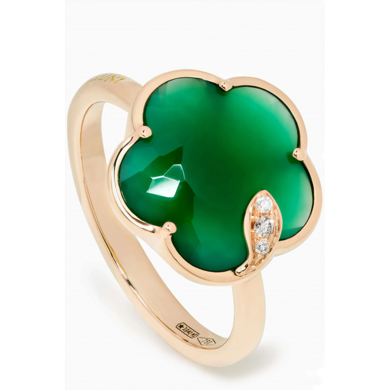 Pasquale Bruni - Petit Joli Diamond Ring with Green Agate in 18kt Rose Gold