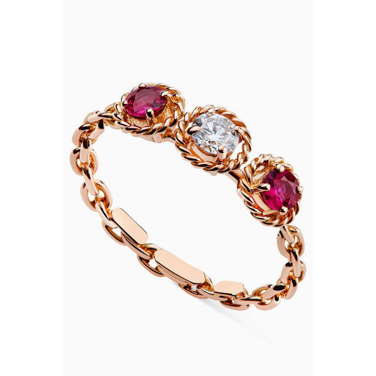 Gafla - Salasil Trio Diamond Ring with Ruby in 18kt Rose Gold Red