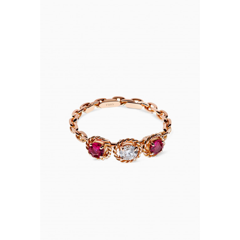 Gafla - Salasil Trio Diamond Ring with Ruby in 18kt Rose Gold Red