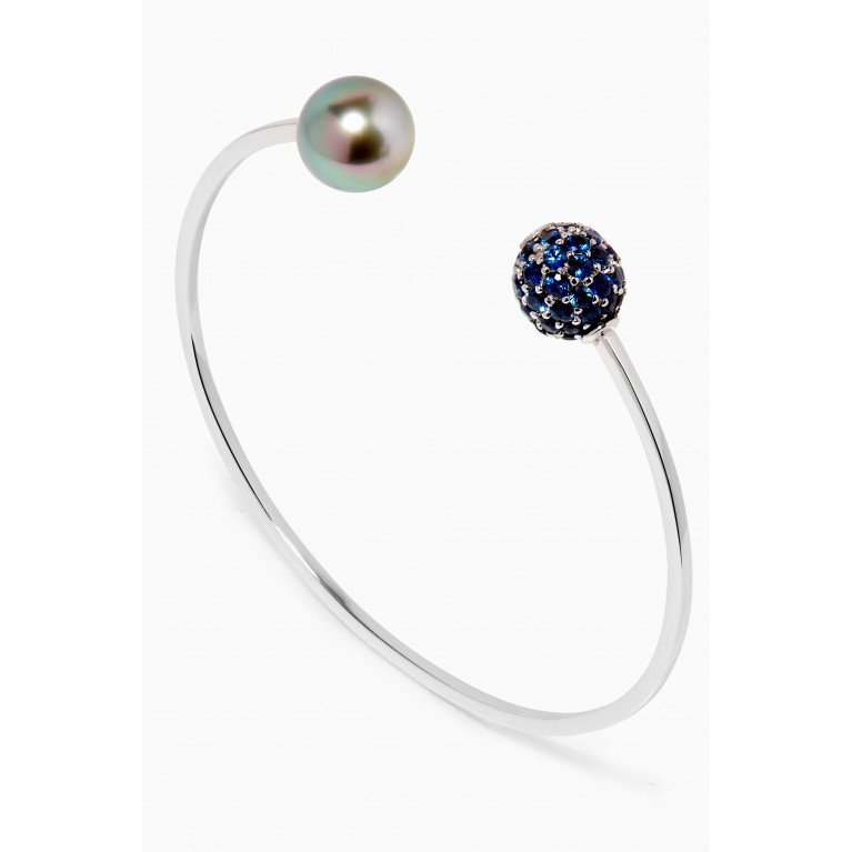 Robert Wan - Akila Pearl Cuff Bracelet with Sapphires in 18kt White Gold