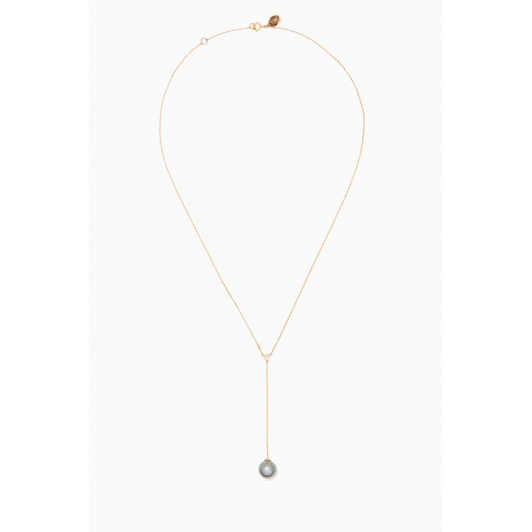Robert Wan - Links of Love Pearl Tie Necklace with Diamond in 18kt Rose Gold Rose Gold