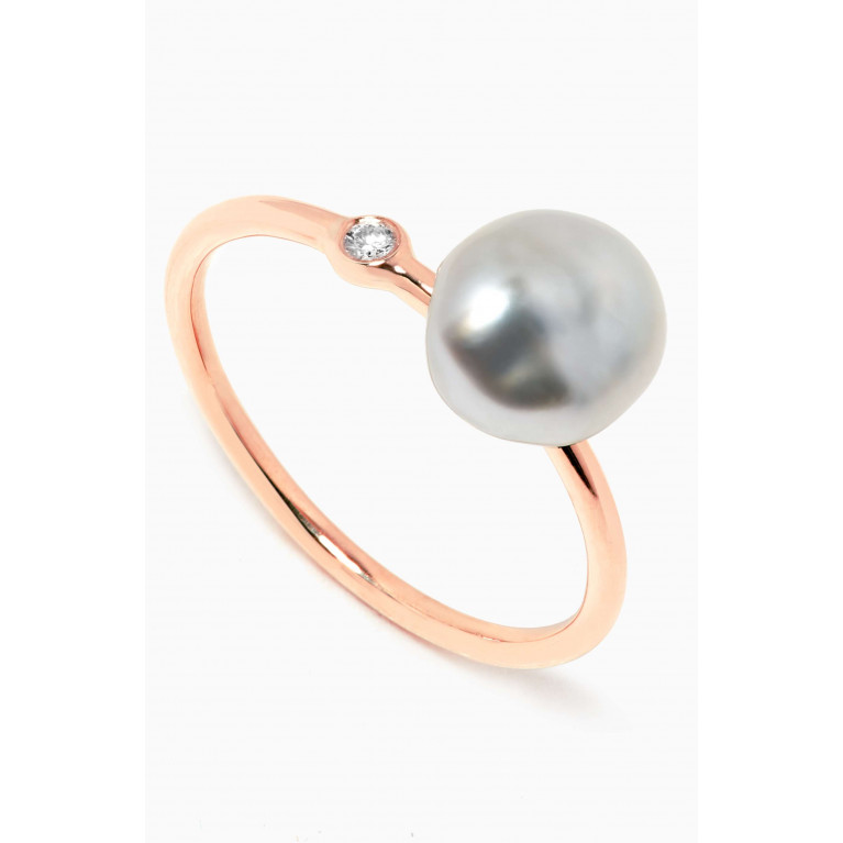 Robert Wan - Pearl Ring with Diamond in 18kt Rose Gold Rose Gold