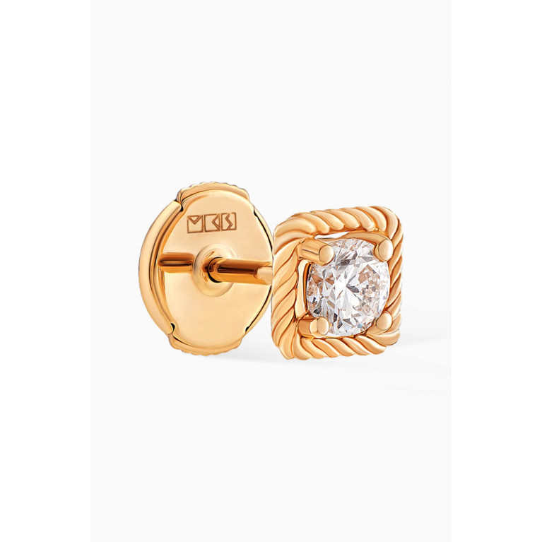MKS Jewellery - Solitaire Diamond Round Earrings in 18kt Yellow Gold