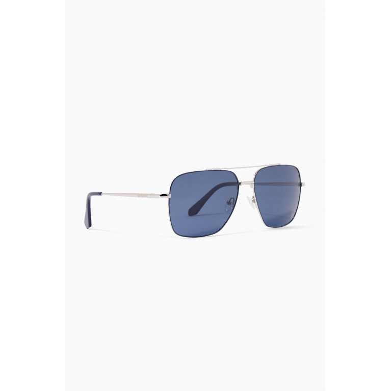 Roderer - Harry Aviator Sunglasses in Stainless Steel Blue