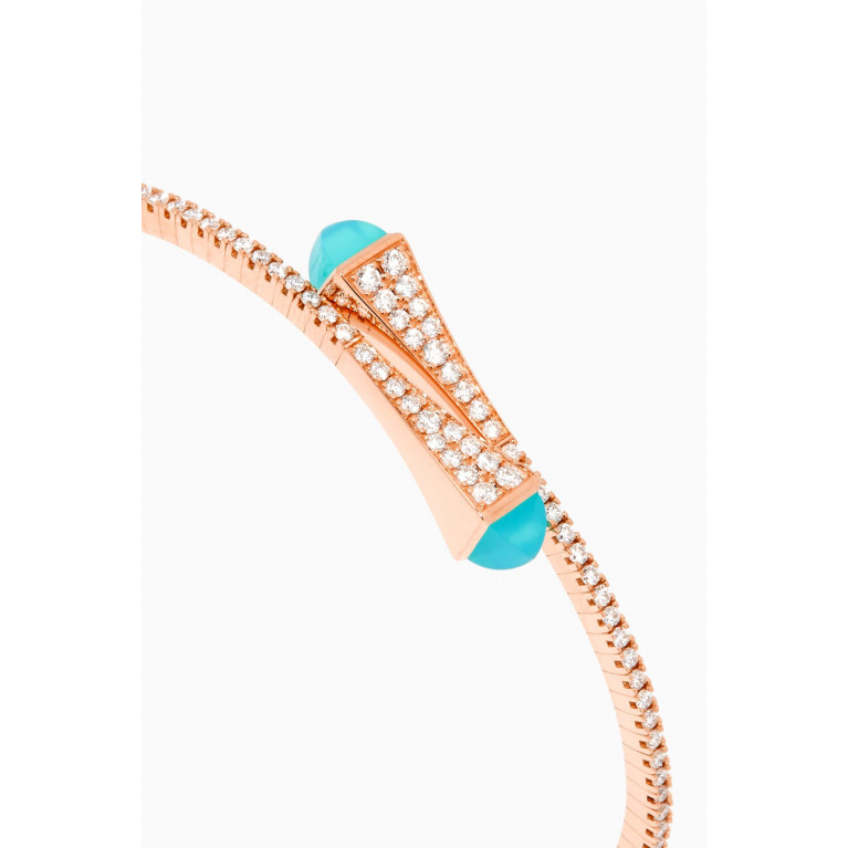 Marli - Cleo Diamond Slim Slip-on Bracelet with Blue Chalcedony in 18kt Rose Gold