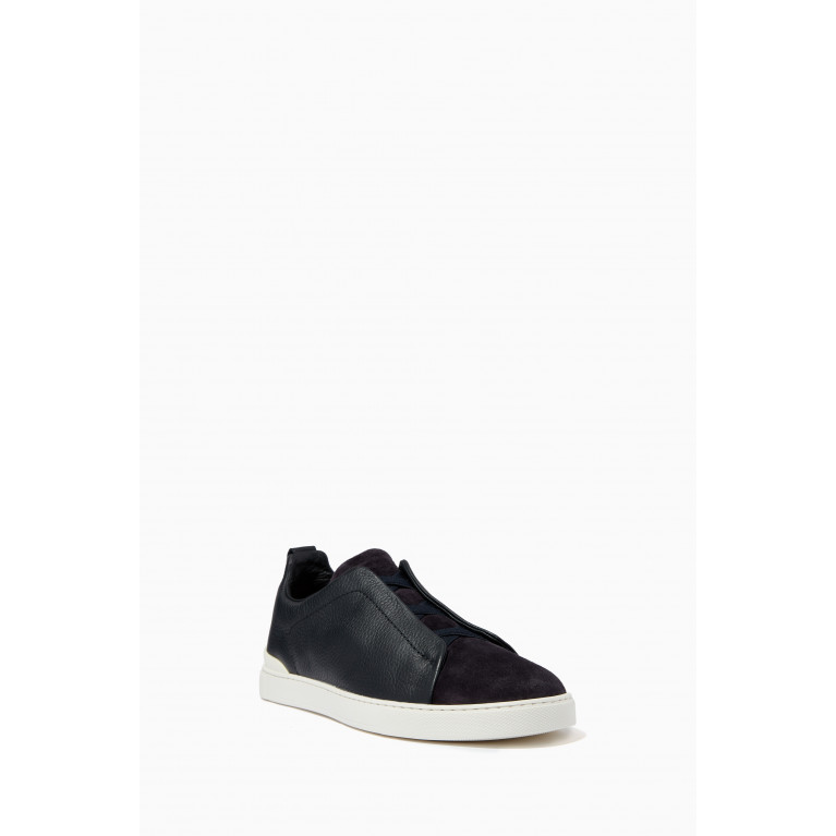 Zegna - Triple Stitch Sneakers in Grained Leather & Suede