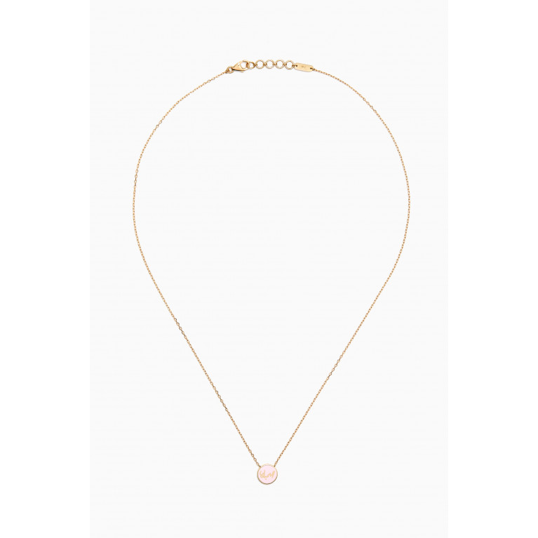 Bil Arabi - Mina "Al Hayat/ The Life" Round Enamel Necklace in 18kt Gold Pink