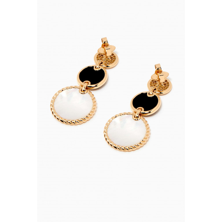 David Yurman - DY Elements® Pavé Diamonds, Black Onyx and Mother of Pearl Triple Drop Earrings in 18kt Yellow Gold