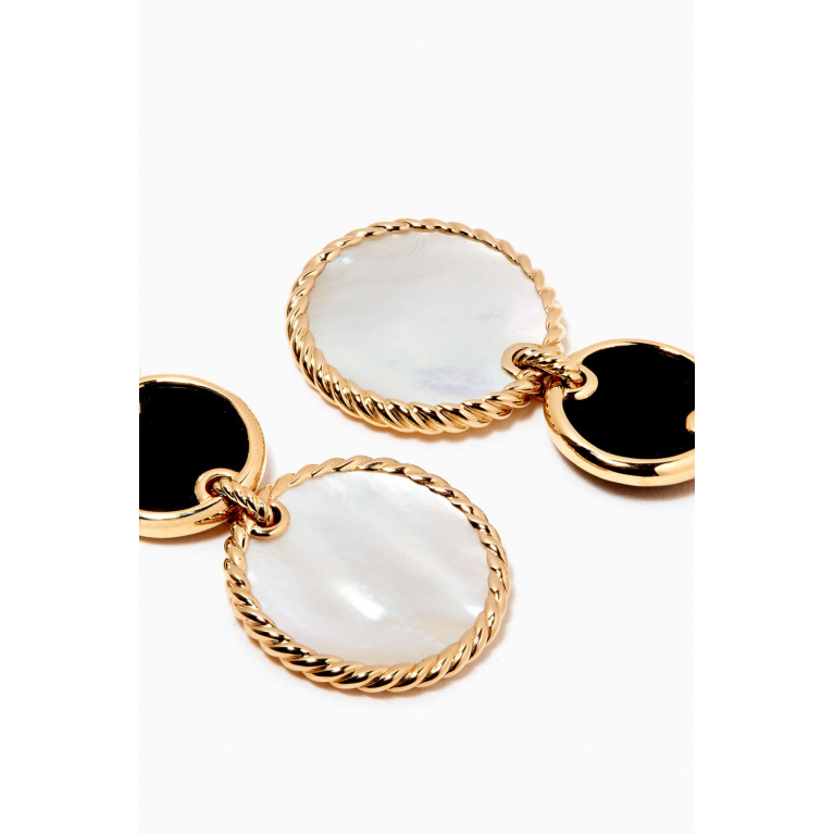 David Yurman - DY Elements® Pavé Diamonds, Black Onyx and Mother of Pearl Triple Drop Earrings in 18kt Yellow Gold