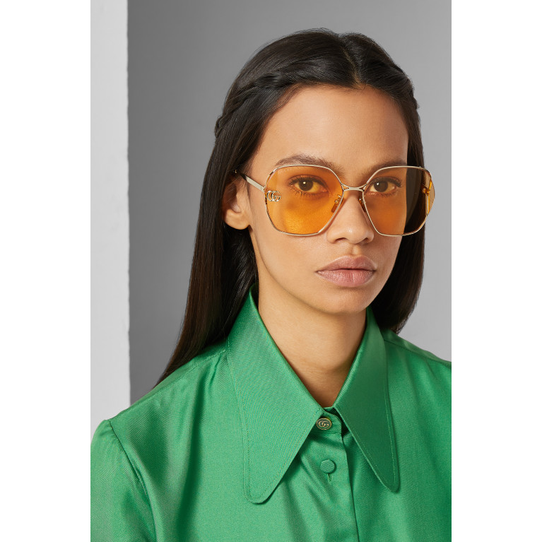 Gucci - Oversized Round Sunglasses in Metal