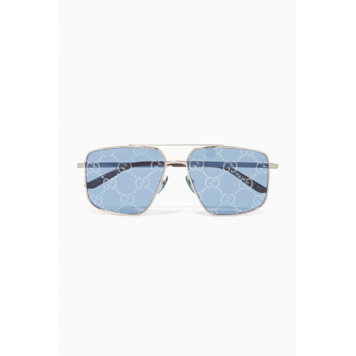Gucci - Aviator Logo Sunglasses in Metal