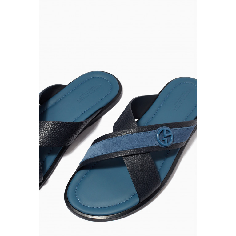 Giorgio Armani - Criss-cross Slide Sandals in Suede Blue