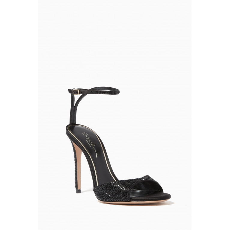 Giorgio Armani - Crystal Embellished Sandals in Satin Black