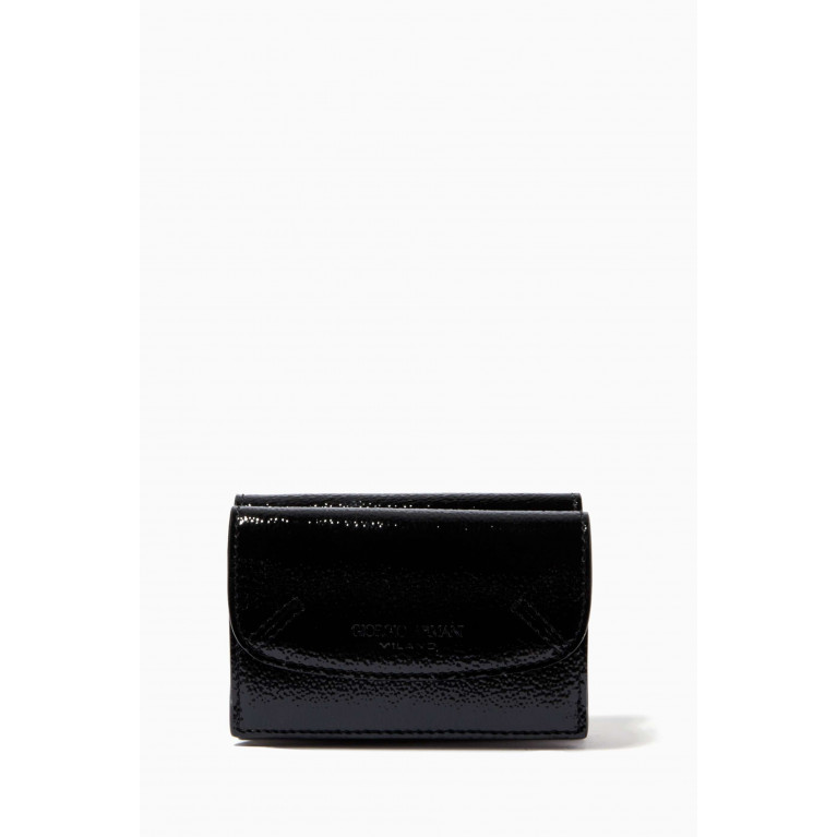 Giorgio Armani - La Prima Trifold Wallet in Grained Patent Leather Black