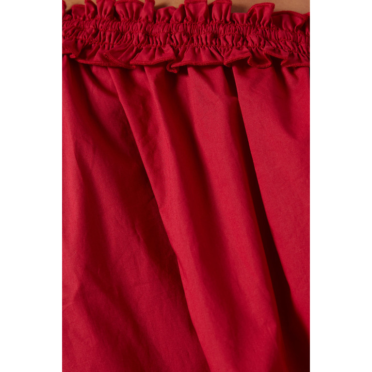 Bird & Knoll - Donatella Maxi Dress in Cotton Poplin Red