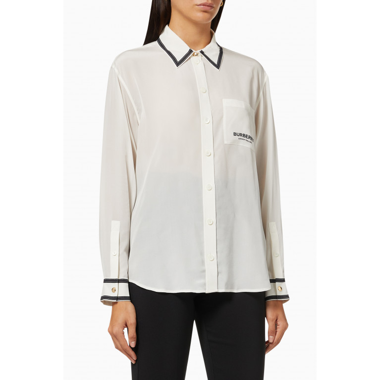 Burberry - Shirt with Horseferry Print in Silk Crepe de Chine