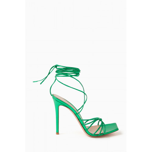 Gianvito Rossi - Sylvie 105 Sandals in Metallic Leather & Silk Green