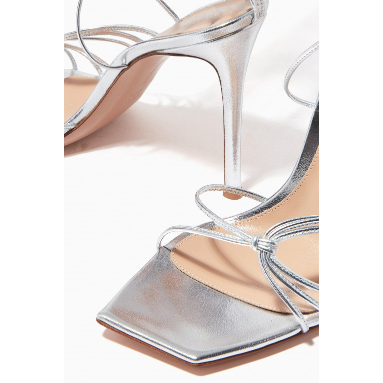 Gianvito Rossi - 105 Strappy Sandals in Metallic Nappa Silver