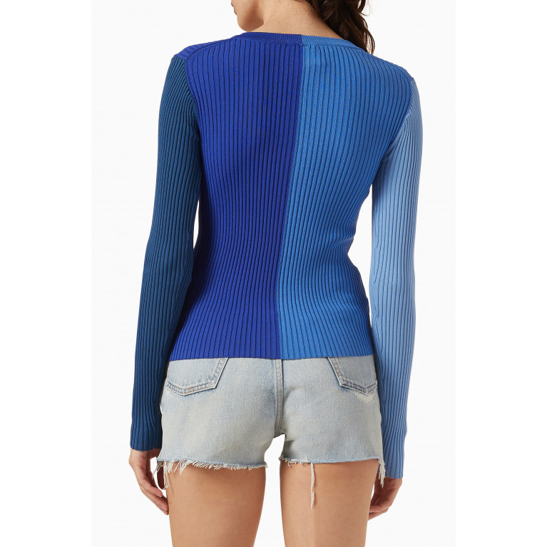 Staud - Cargo Sweater in Ribbed Knit Blue
