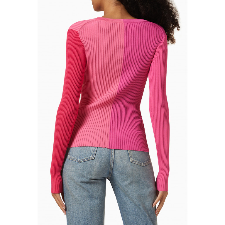 Staud - Cargo Sweater in Ribbed Knit Pink