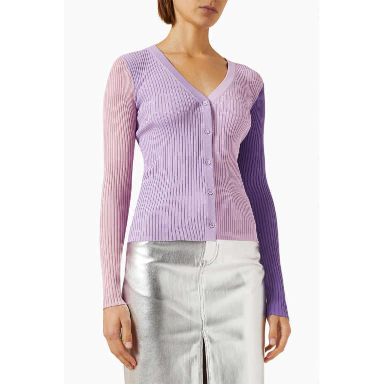 Staud - Cargo Sweater in Ribbed Knit Purple