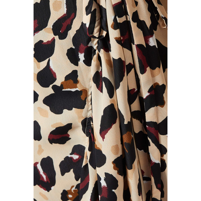 NASS - Frill Wrap Dress with Animal Print Brown