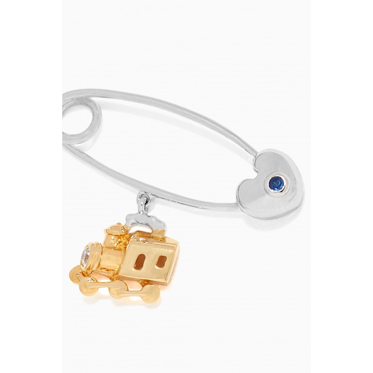 Baby Fitaihi - "It's a Train!" Sapphire Baby Pin with Diamond in 18kt Gold