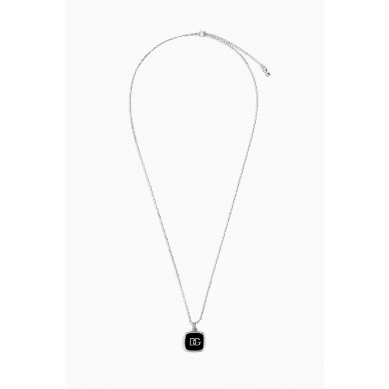 Dolce & Gabbana - DG Interlock Square Enamel Necklace in Brass