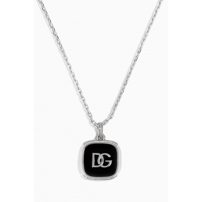 Dolce & Gabbana - DG Interlock Square Enamel Necklace in Brass