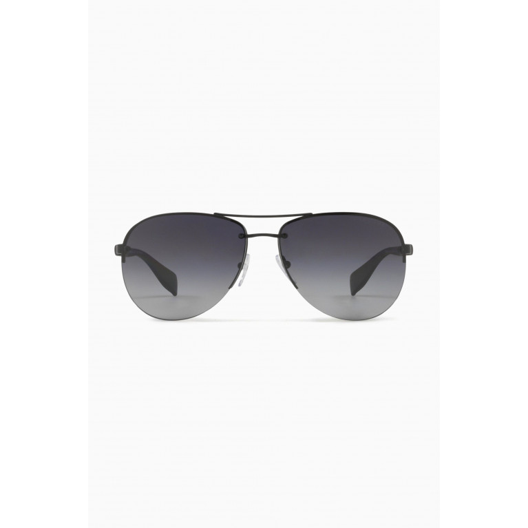 Prada - Aviator Sunglasses in Metal Black