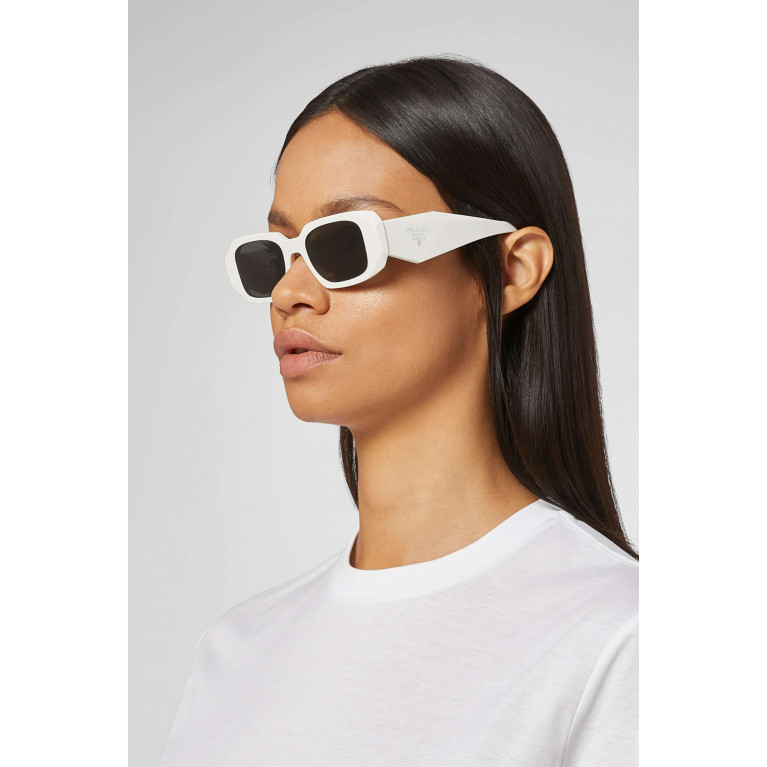 Prada - Rectangle Sunglasses in Acetate White