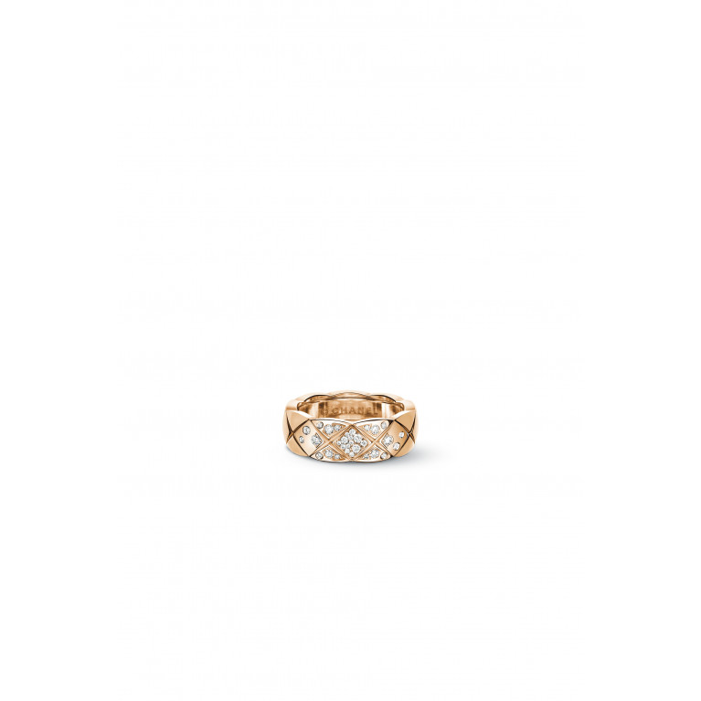 CHANEL - Quilted motif, small version, 18K BEIGE GOLD, diamonds