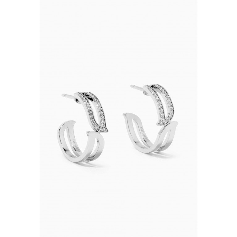 Damas - Alif Earrings with Diamonds in 18kt White Gold White