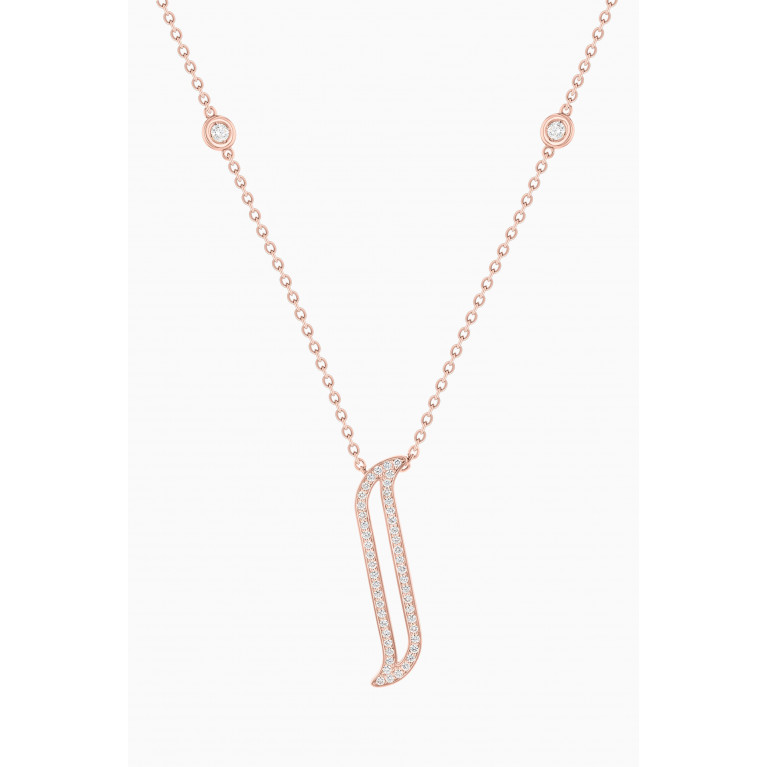 Damas - Alif Necklace with Diamonds in 18kt Rose Gold Rose Gold