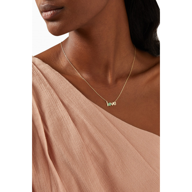 Damas - Love Necklace with Chrysoprase in 14kt Yellow Gold