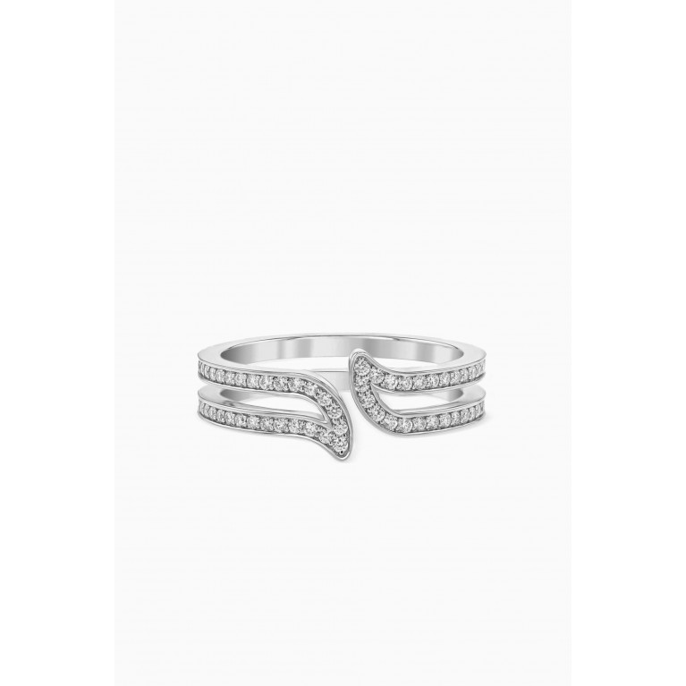 Damas - Alif Ring with Diamonds in 18kt White Gold White