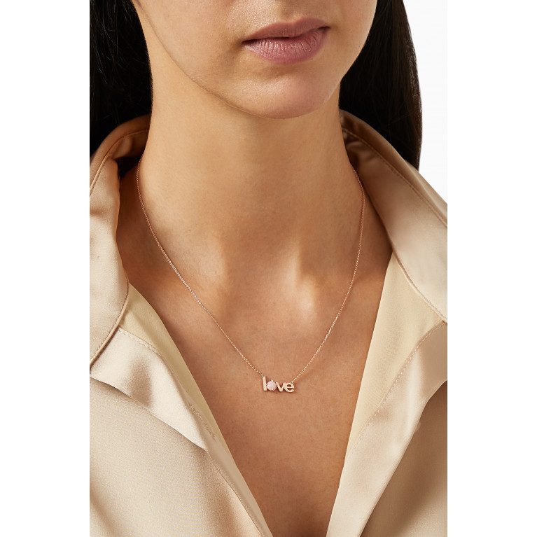 Damas - Love Necklace with Pink Opal in 14kt Rose Gold