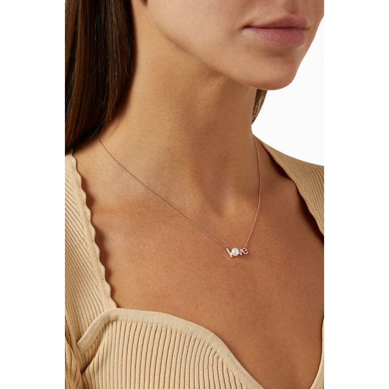 Damas - Love Necklace with Pearl in 14kt Rose Gold