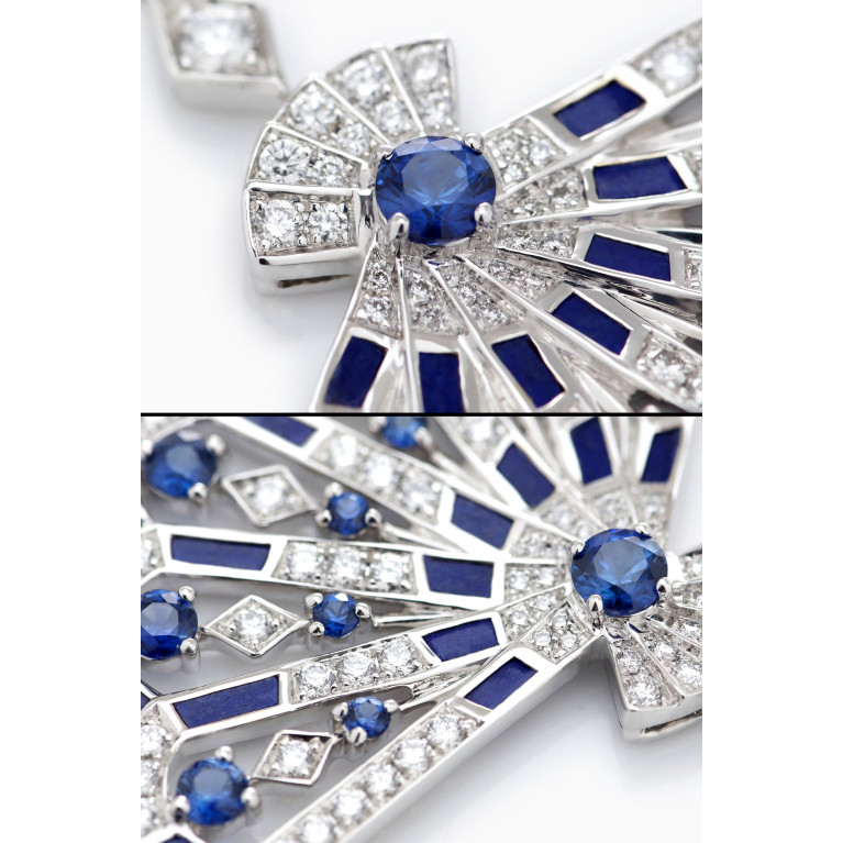 Garrard - Fanfare Symphony Lapis Lazuli & Blue Sapphire Openwork Pendant with Diamonds in 18kt White Gold