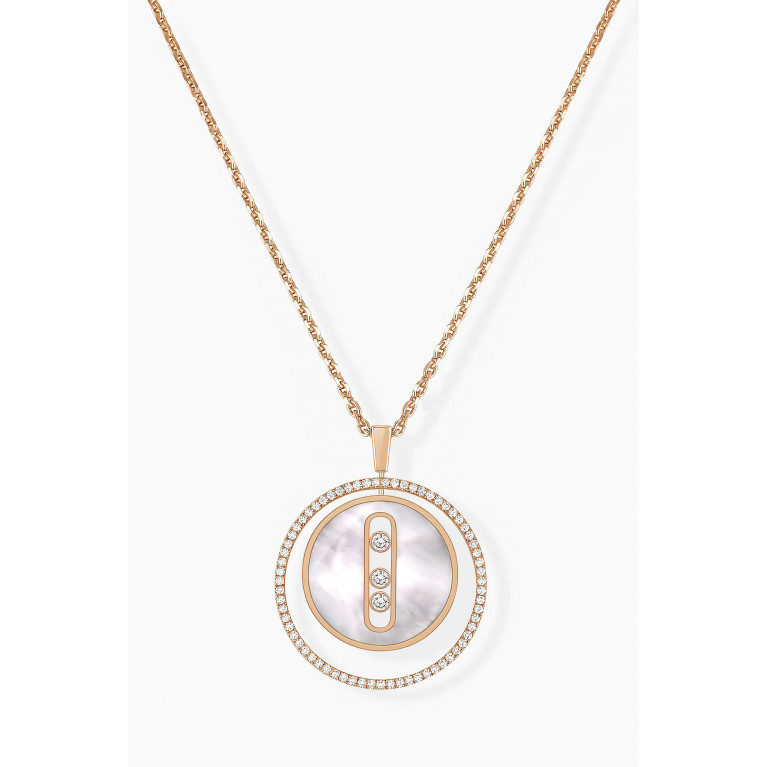 Messika - Lucky Move MM White Mother of Pearl Necklace with Diamonds in 18kt Rose Gold