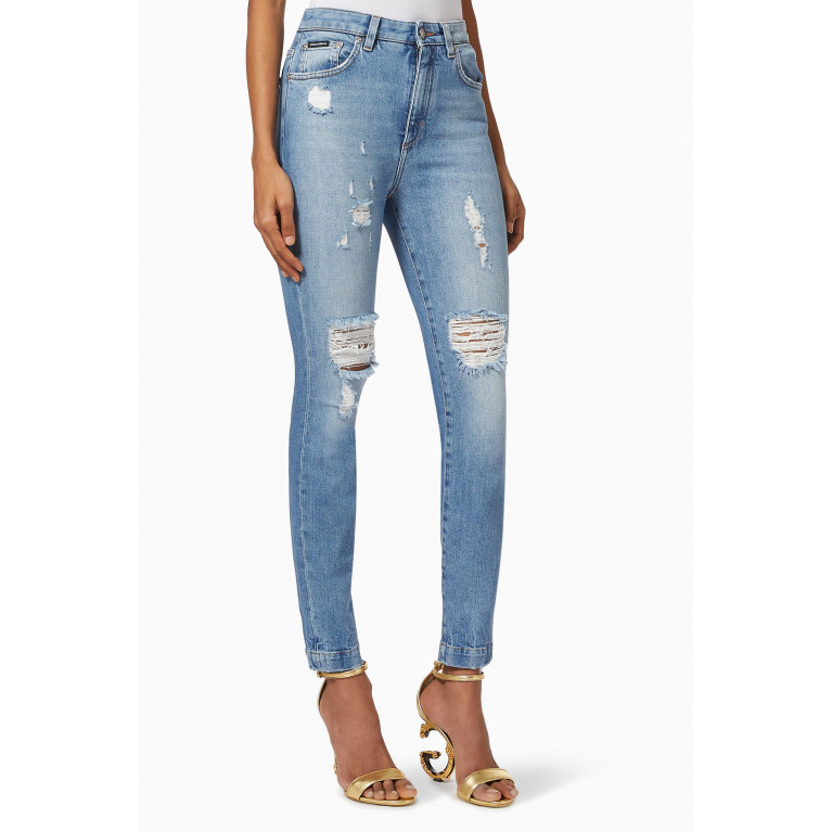 Dolce & Gabbana - Audrey Jeans with Rips in Stretch Cotton Denim