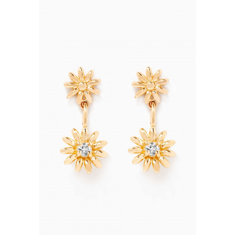 STONE AND STRAND - Daisy Dangle Earrings with Diamond in 10kt Yellow Gold